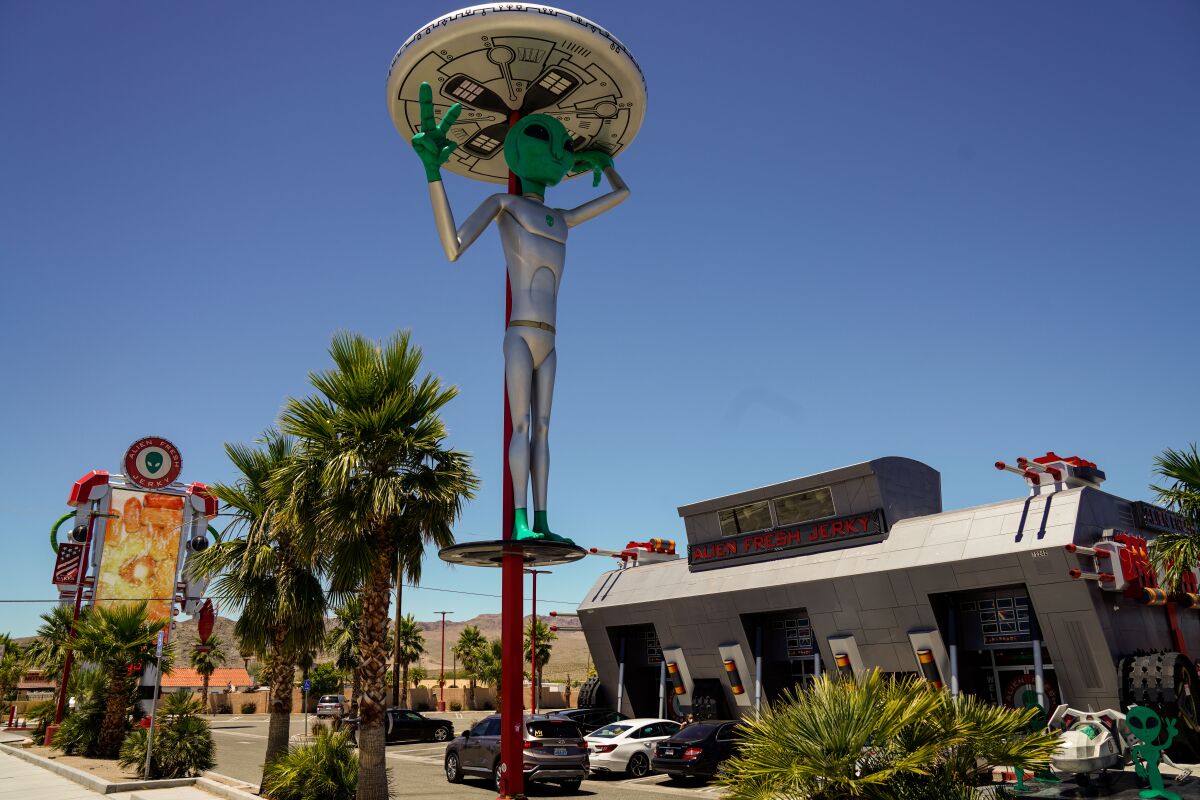 Alien Fresh Jerky is a popular stop for people passing through Baker, Calif.