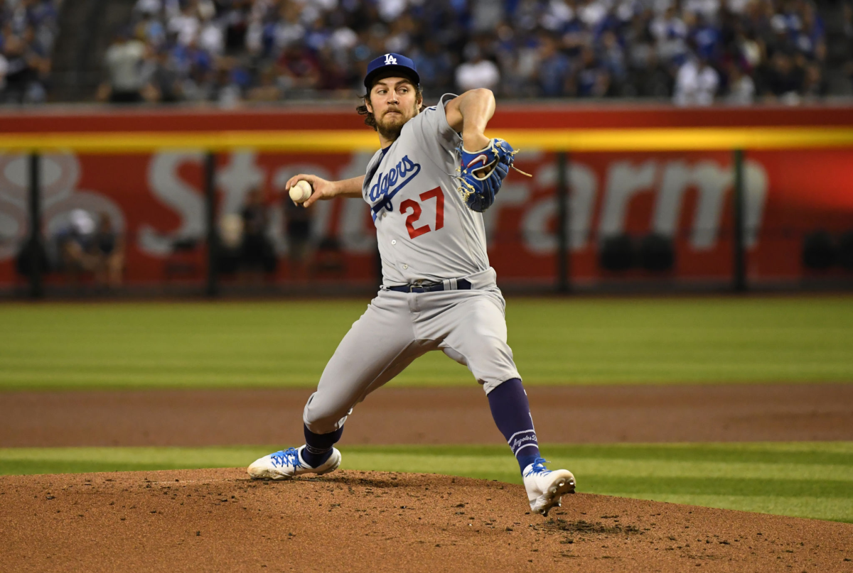 Dodgers pitcher Trevor Bauer delivers during the first inning Friday.