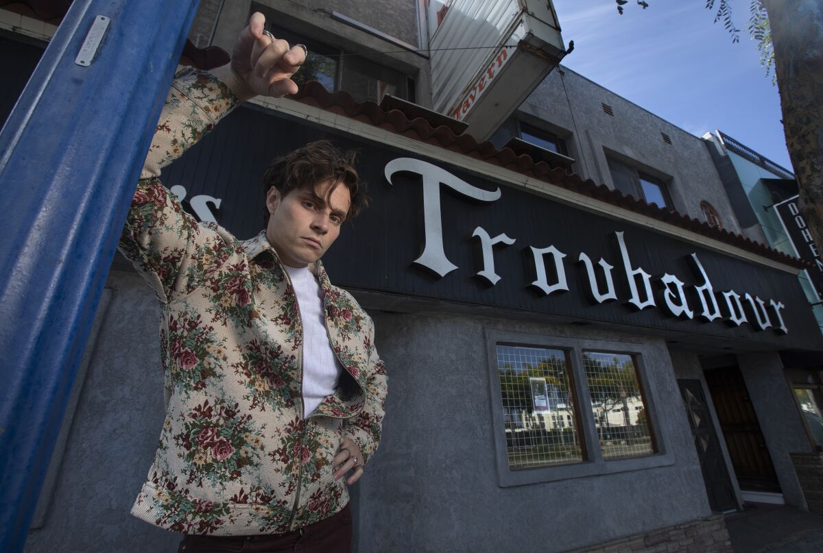 Spencer Sutherland outside the Troubadour.