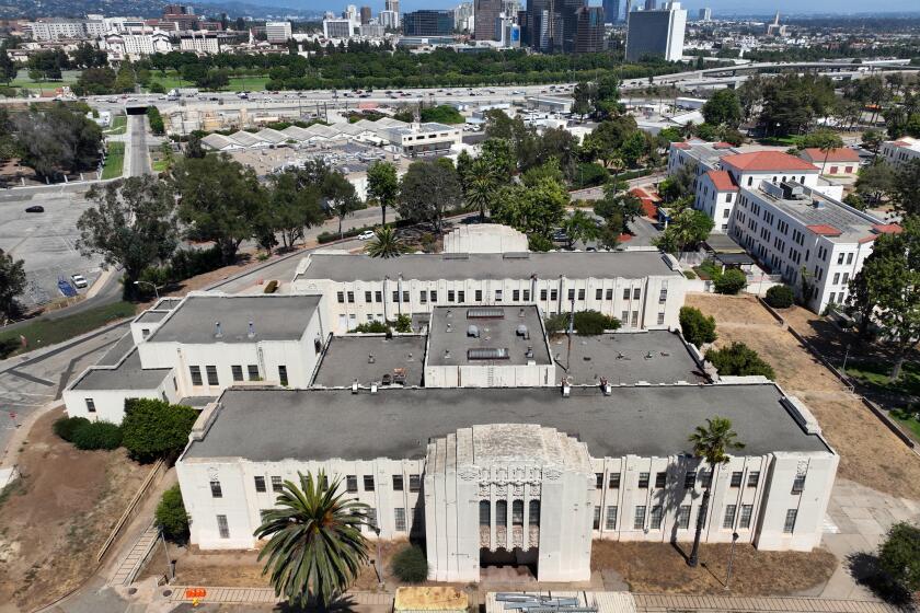 Los Angeles, CA - August 03: Aerial view of Bldg. 13 at The West Los Angeles Veterans Campus in The West Los Angeles Veterans Campus in Los Angeles Saturday, Aug. 3, 2024. (Allen J. Schaben / Los Angeles Times)