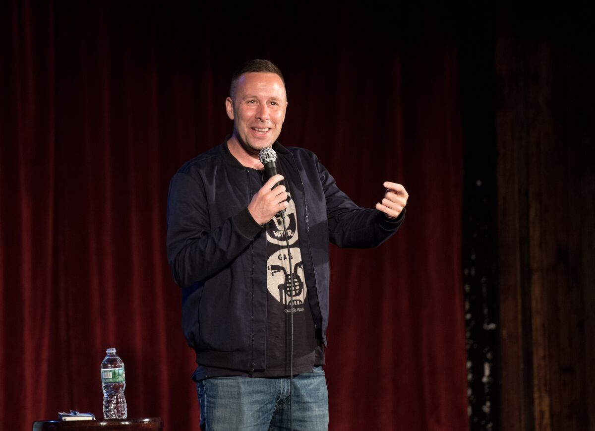A photo of Dov Davidoff performing during HBO's "Crashing Comedy Night With Pete Holmes & Friends"