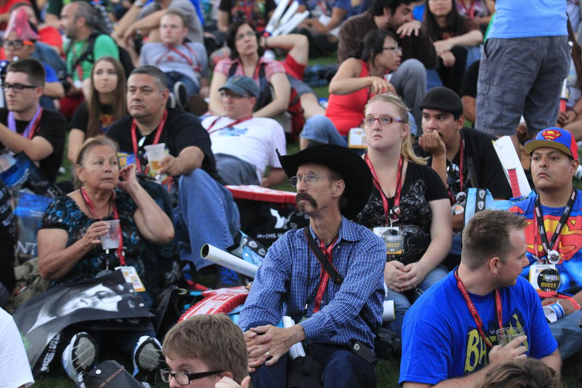 Fans wait for the first-ever mtvU Fandom Awards at Petco Park during Comic-Con International.