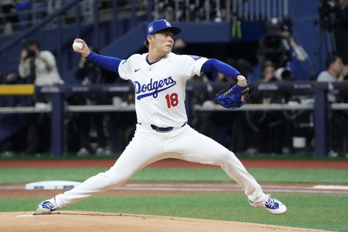 Dodgers starting pitcher Yoshinobu Yamamoto struggled in his major league debut against the San Diego Padres.
