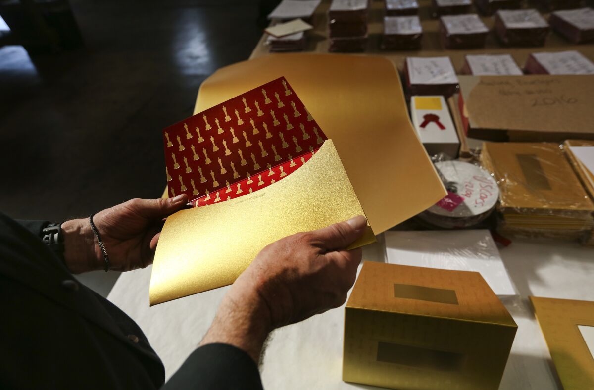 Creative Director Marc Friedland is photographed at his studio in Los Angeles where they make the famous Oscar envelopes for the Academy Awards show each year.