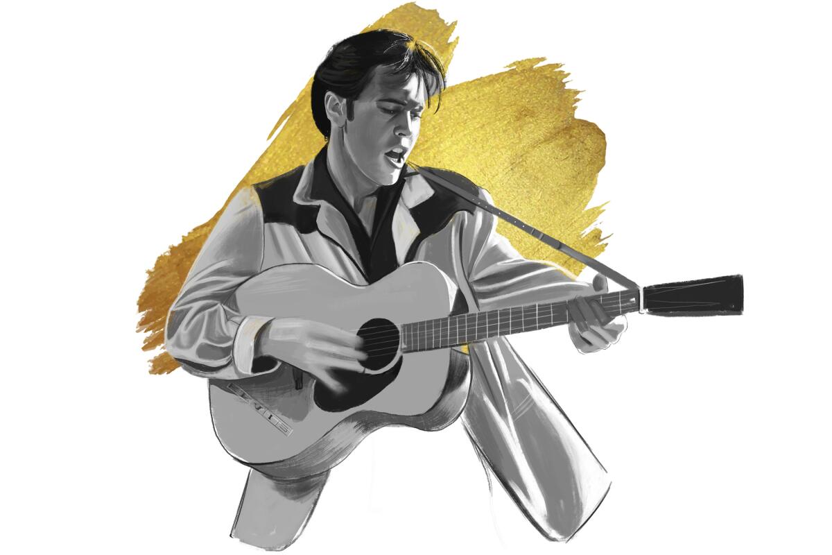 Illustration of a man rocking out on an acoustic guitar 