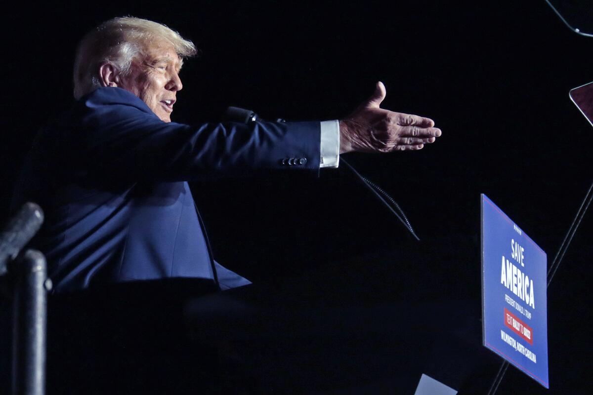 El expresidente Donald Trump en un evento en Wilmington, Carolina del Norte, el 23 de septiembre del 2022. 