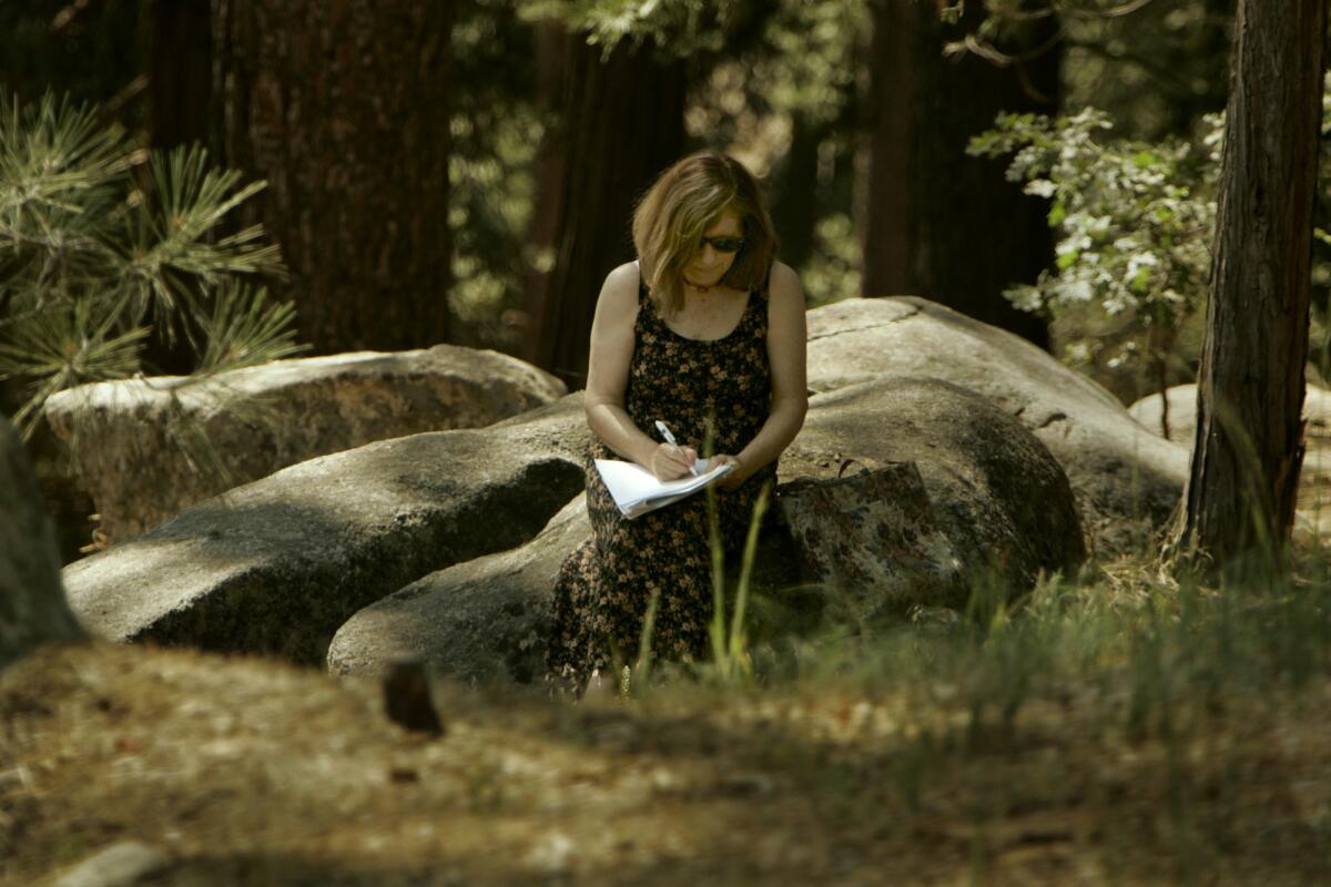 A student writes poetry at the Idyllwild Arts Academy in Idyllwild, Calif.