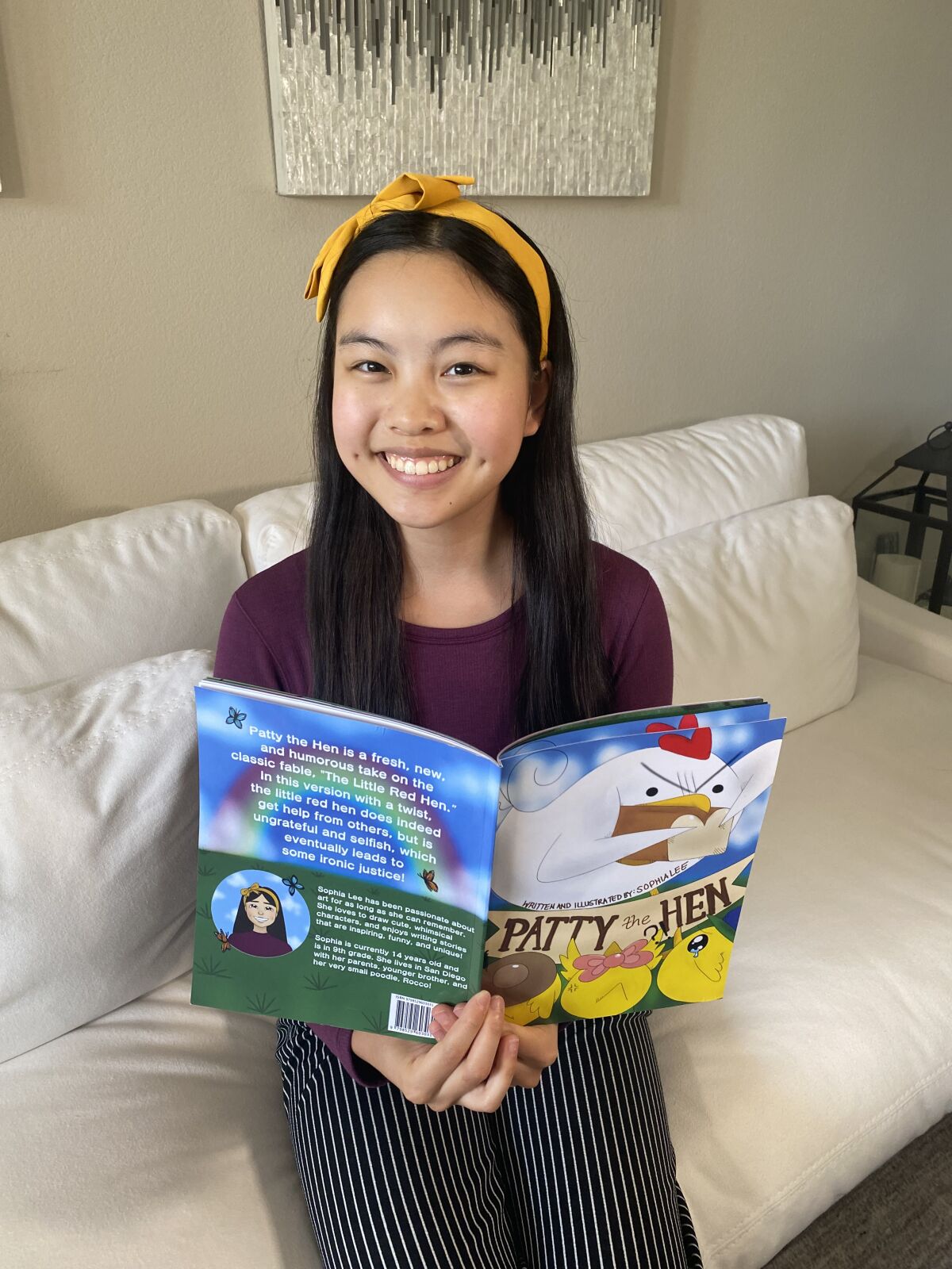 Sophia Lee recently published a children's book called "Patty the Hen."