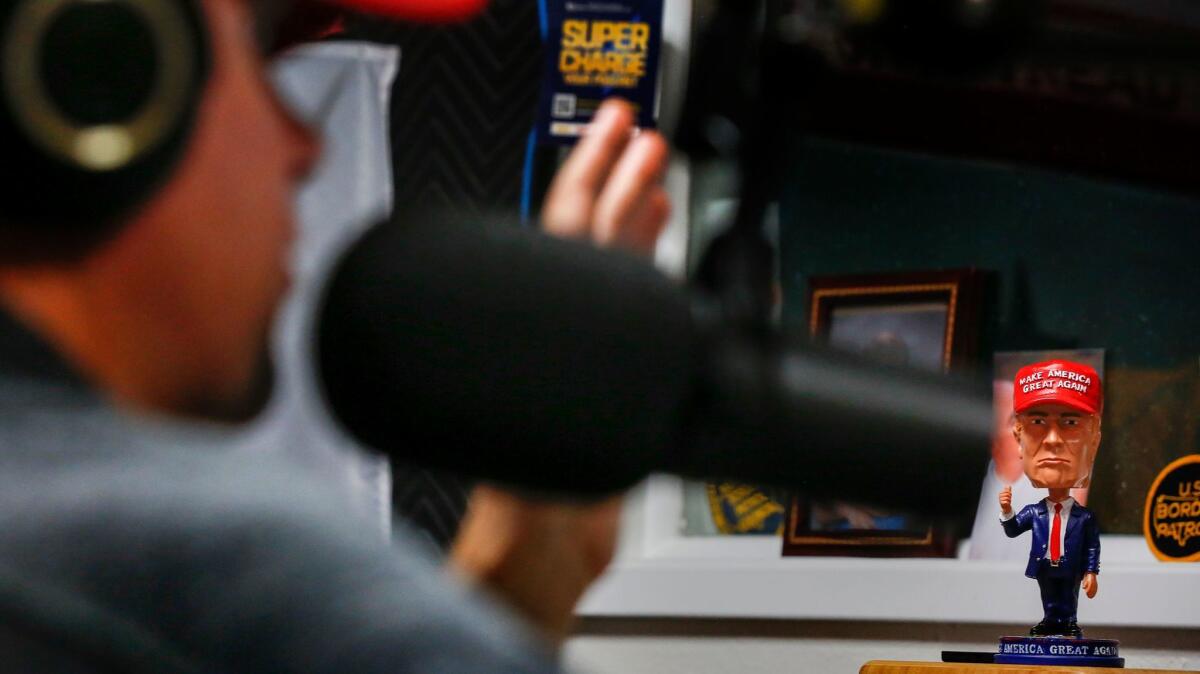 Shawn Moran, a Border Patrol agent, runs the Border Patrol union's popular podcast out of a Breitbart News studio in Solana Beach.