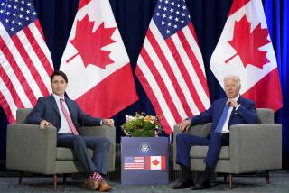 Canada Prime Minister Justin Trudeau meets with President Joe Biden at the Summit of the Americas, in Los Angeles, Thursday, June 9, 2022. (Sean Kilpatrick/The Canadian Press via AP)