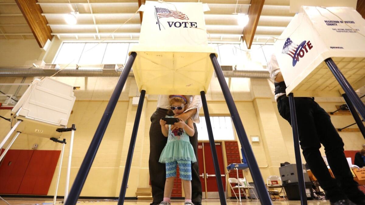 Only a few voters were casting ballots in a Van Nuys High School polling place for the June 7, 2016 statewide primary. Historically, some of the lowest turnout has been in primaries like the next month's featuring the race for California governor.