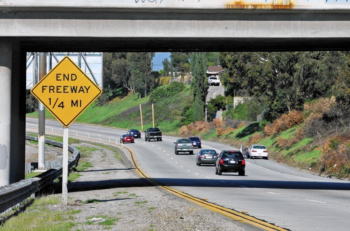 File Photo: The 710 Freeway ends at Valley Boulevard in Alhambra, on Thursday, Jan. 28, 2010.