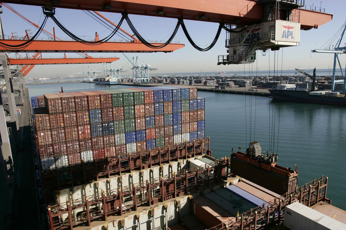 Congestion at West Coast ports has disrupted supply chains this year, delaying the shipment of goods and causing some businesses to lose sales. Above, containers are unloaded from a vessel at the port of Los Angeles in 2006.