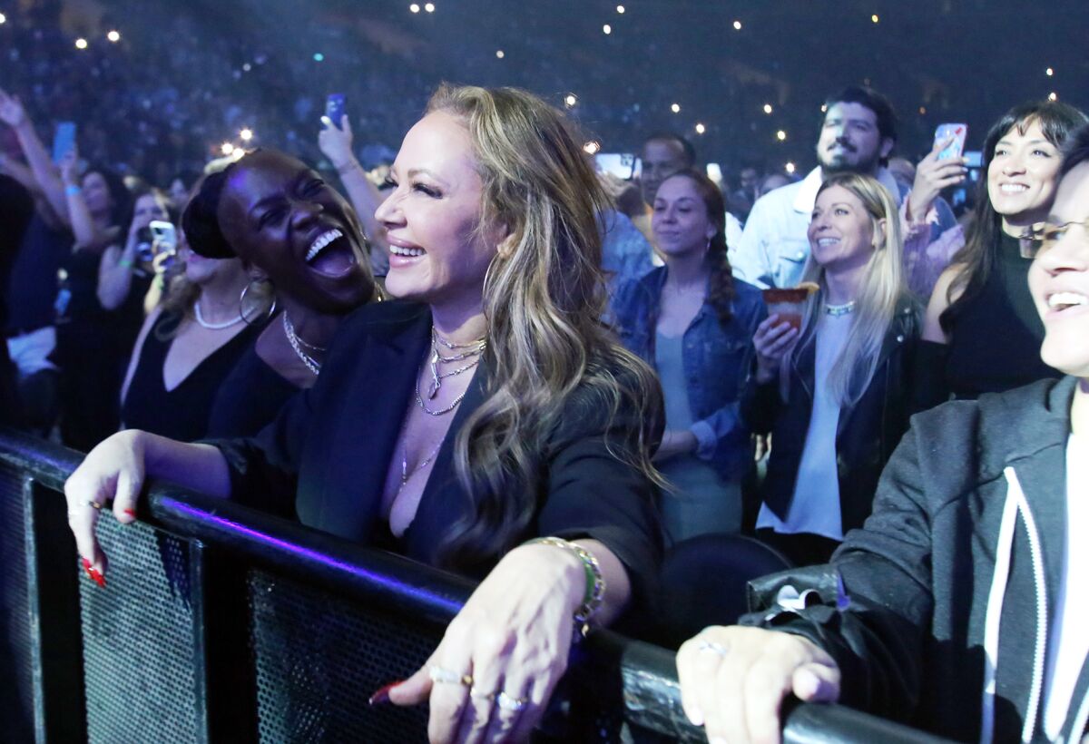 Actress Leah Remini at the Crypto.com Arena in Los Angeles on Friday, March 18, 2022.