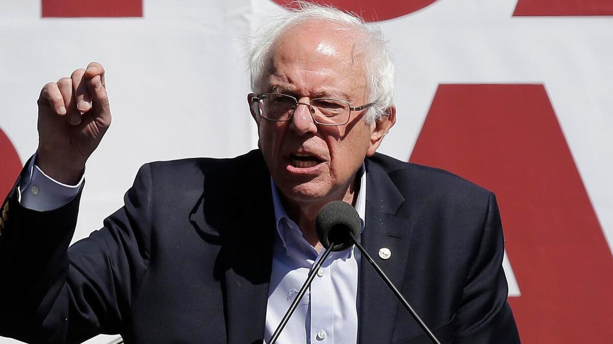 Sen. Bernie Sanders (I-Vt.) speaks at a healthcare rally in San Francisco on Sept. 22.