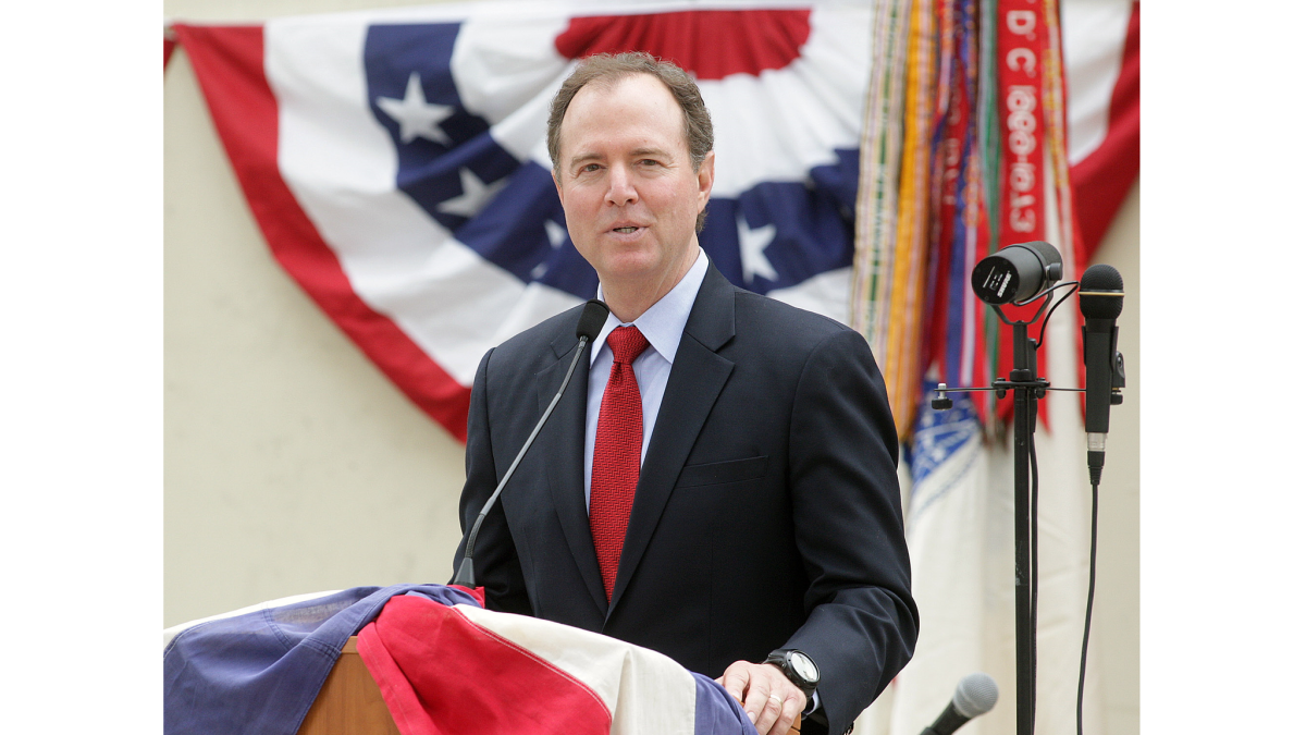 Rep. Adam Schiff (D-Burbank) speaks at the Glendale-Montrose-Crescenta Valley Veterans Memorial outside Glendale City Hall on Monday, May 30, 2016. On Tuesday, Schiff defeated Republican challenger Lenore Solis to win his ninth term in Congress.
