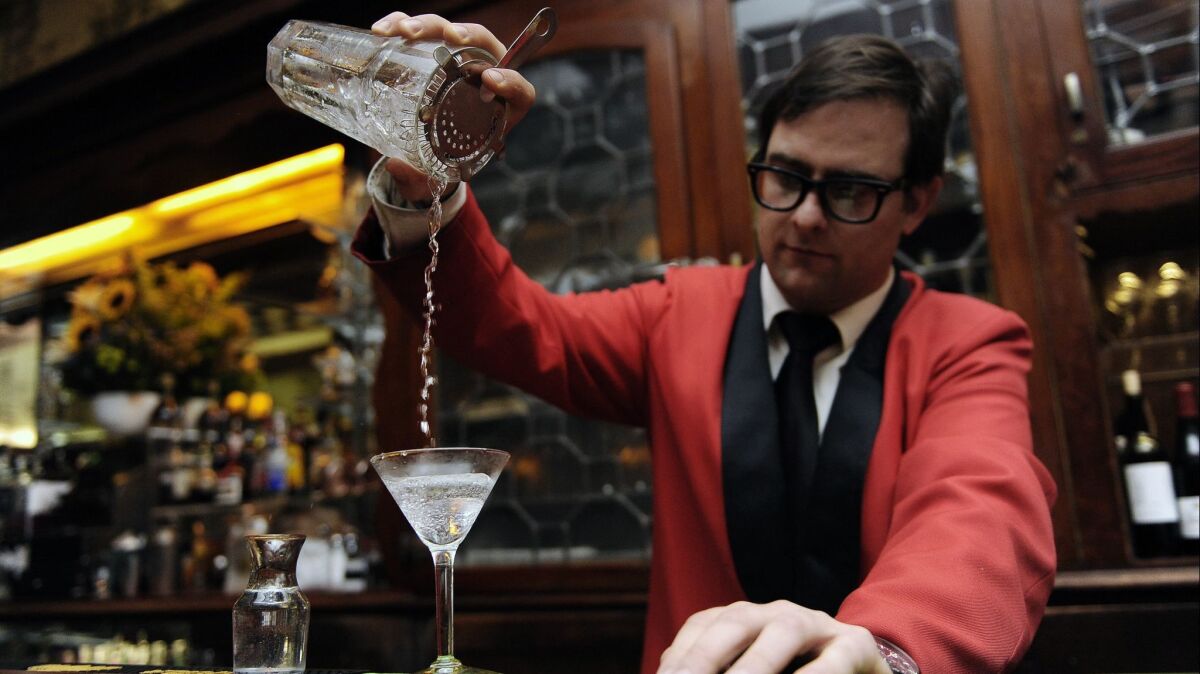 At Musso & Frank Grill in Hollywood, bartender Brian Perrulli creates their classic martini.