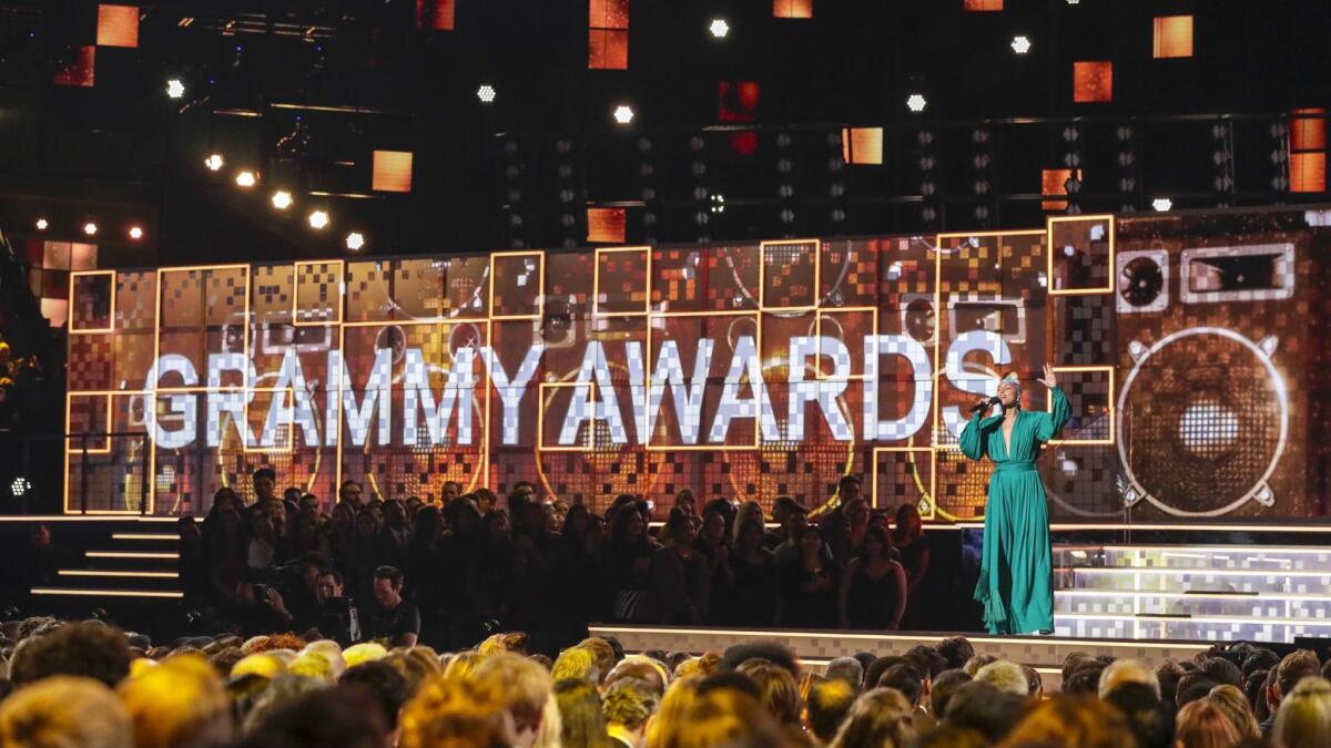 Alicia Keys hosting the 61st Grammy Awards in 2019.