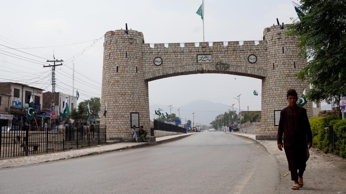 Bab-e-Khyber is a memorial that marks the entrance to the tribal areas west of Peshawar, Pakistan.