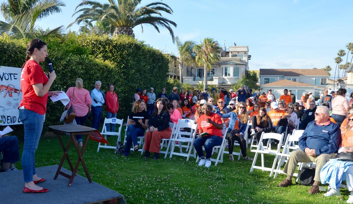 Patricia Boe, Orange County lead, Moms Demand Action for Gun Sense in America, welcomed the crowd.