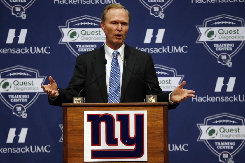 New York Giants co-owner John Mara speaks during a news conference on Tuesday.