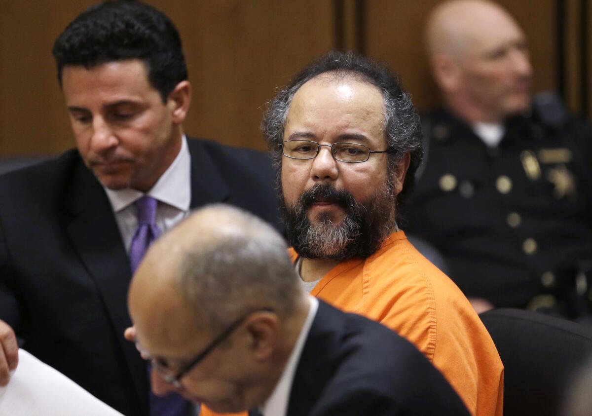 Ariel Castro looks over at the prosecutor's table during court proceedings last week.