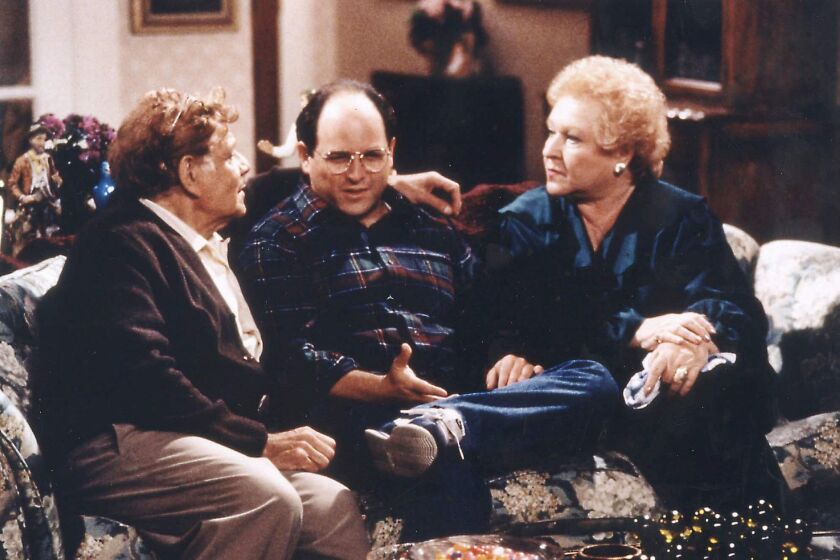 Jerry Stiller, Jason Alexander and Estelle Harris in an episode of "Seinfeld."