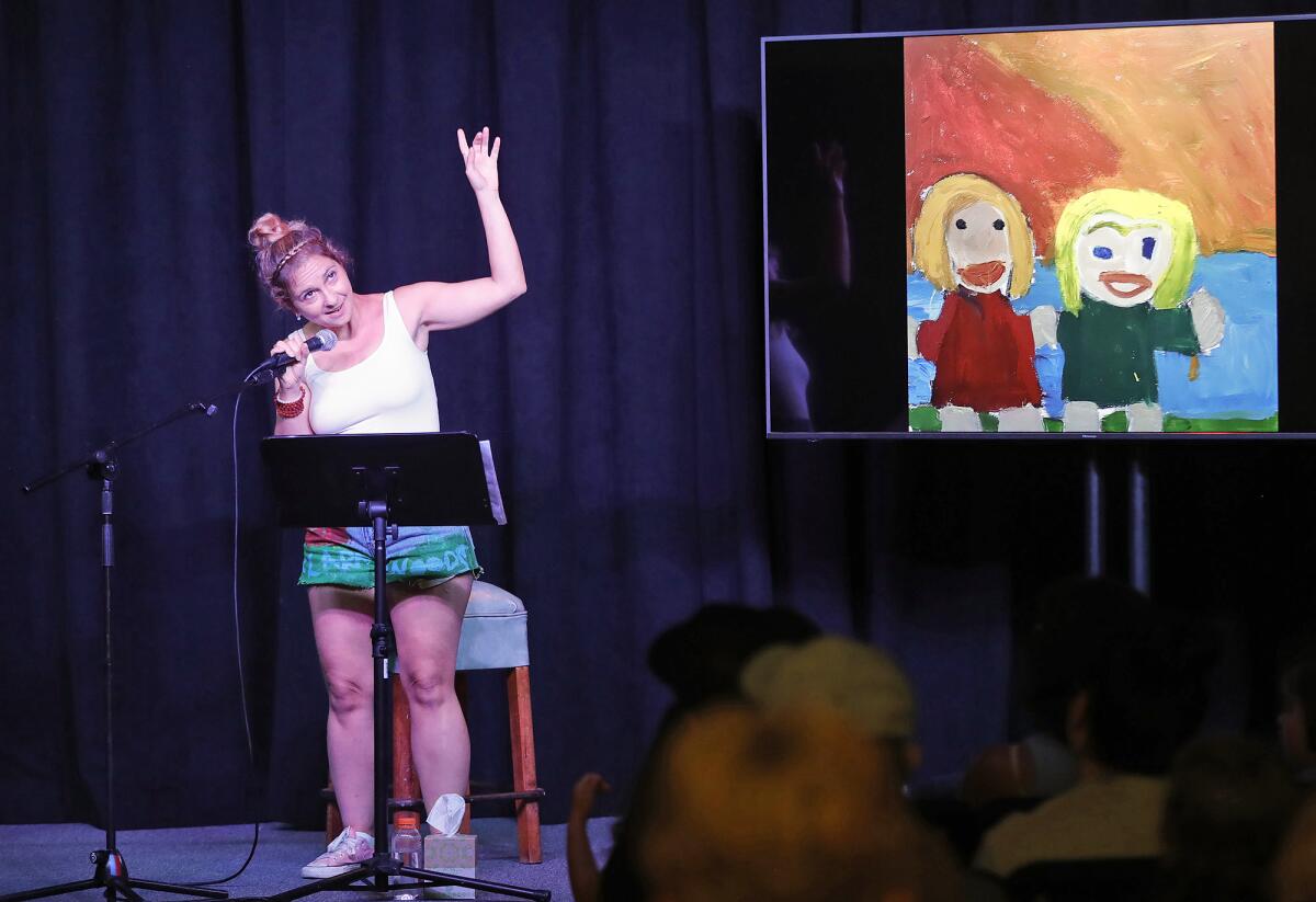 Actor and art therapist Lavinia Constantino performs in "Painted Words" at the Laguna Beach Cultural Arts Center.