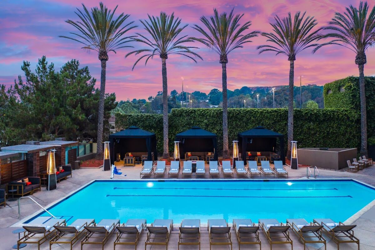 The newly refreshed pool area at the San Diego Marriott Del Mar hotel, which held its grand reopening on Thursday.