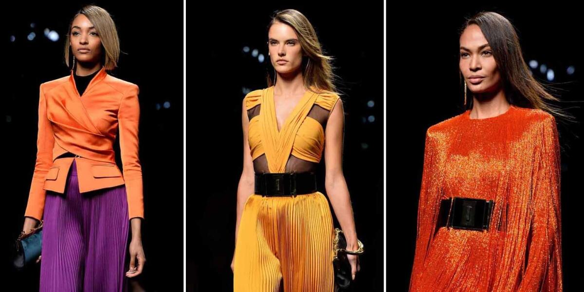Fashions from Balmain's fall-winter collection.
