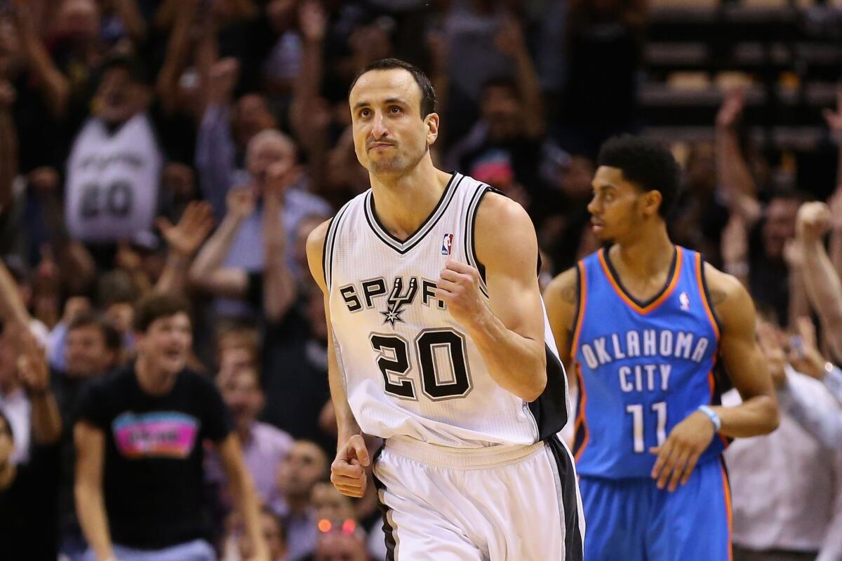 Manu Ginobili's 19 points and six assists off the bench for the Spurs helped give San Antonio a 117-89 victory Wednesday at AT&T Center and a 3-2 series lead.