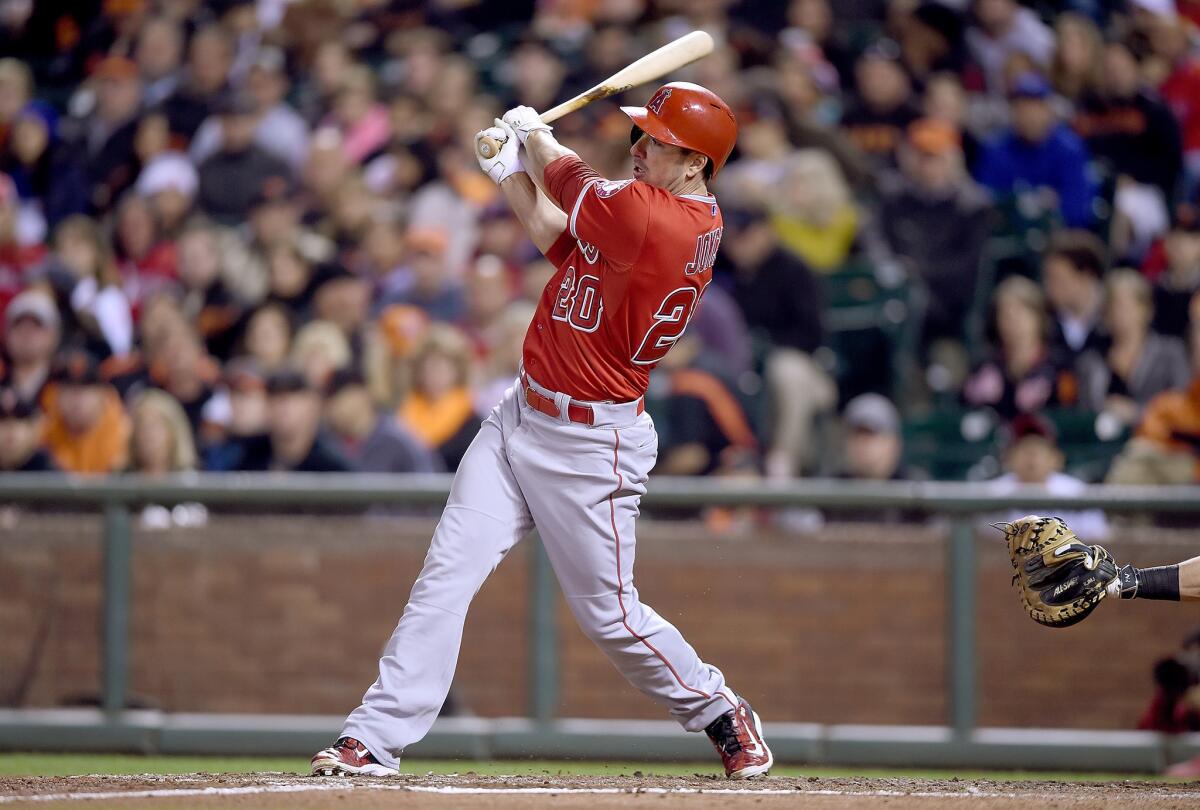 Matt Joyce hit an RBI single for the Angels on Friday night but is batting just .147 this season.