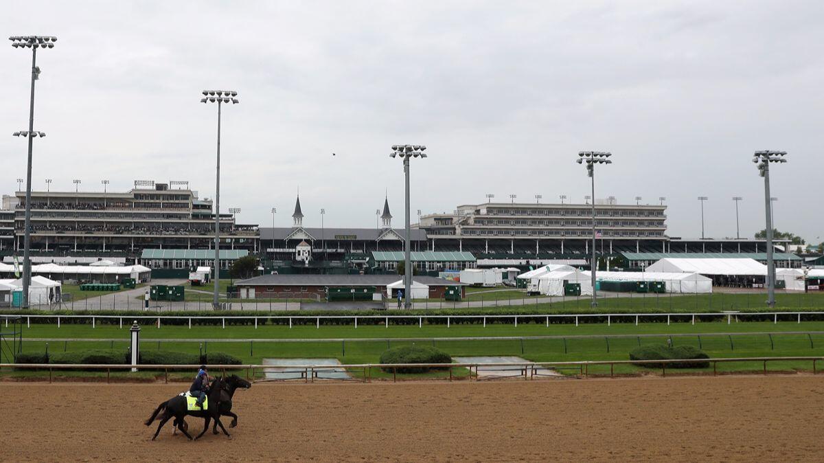 Sonneteer trains on the track for the Kentucky Derby at Churchill Downs on Thursday.