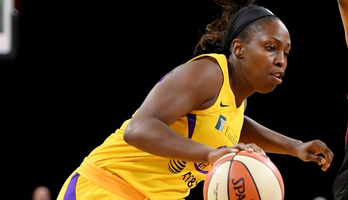 Gard Chelsea Gray, shown during a game earlier this season, helped the Sparks wipe out a late five-point deficit to win in New York on Tuesday.