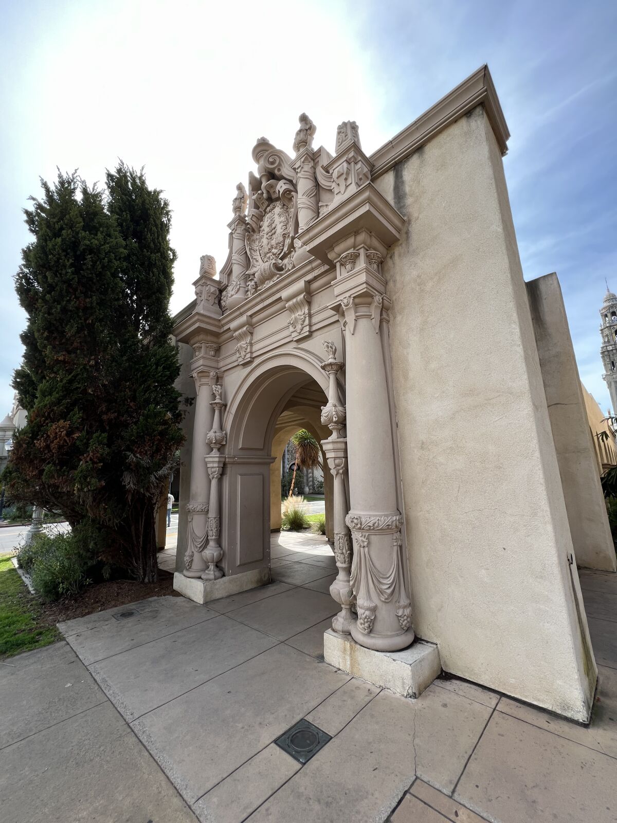 The only remnant of Balboa Park's reconstructed Science and Education building is this archway.
