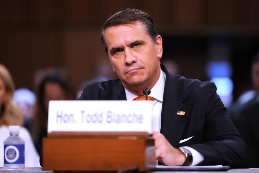FILE - Acting Attorney General Todd Blanche appears before the Senate Judiciary Committee on Capitol Hill in Washington, July 15, 2026. (AP Photo/Mark Schiefelbein, File)