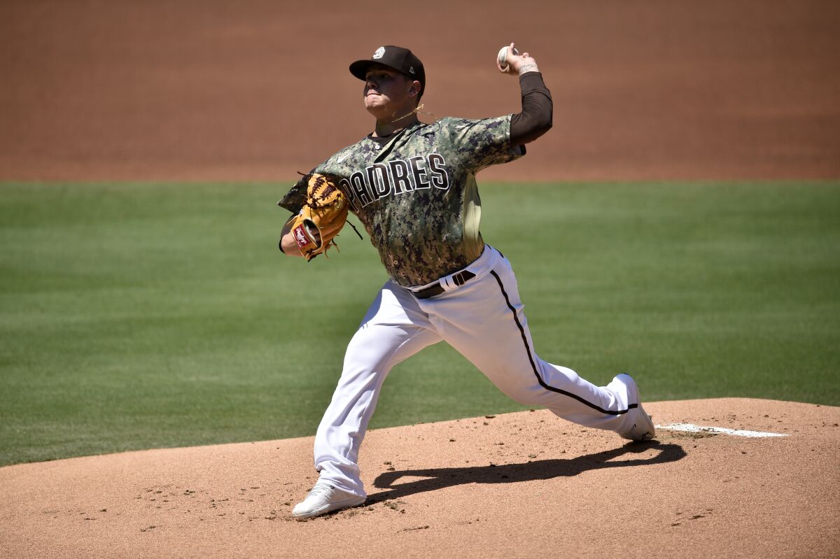 Padres pitcher Adrian Morejon was placed on the IL Saturday.