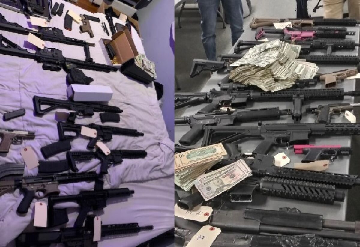 Guns and cash discovered Wednesday at a Normal Heights home.