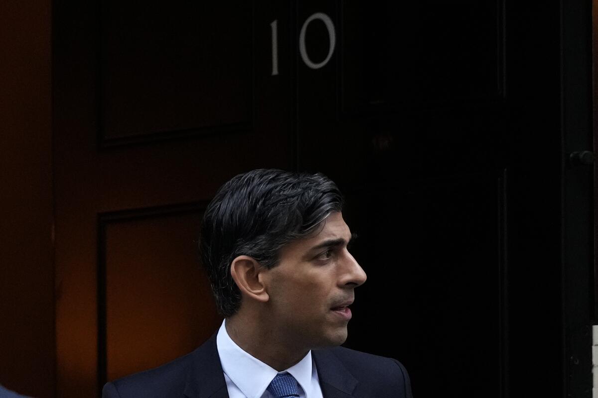 Britain's Prime Minister Rishi Sunak leaves 10 Downing Street 