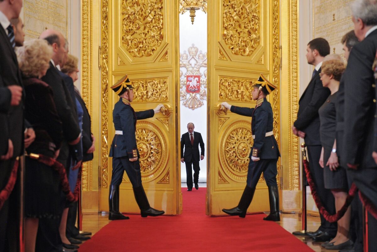 Russian President Vladimir Putin arrives for his third inauguration ceremony at the Kremlin on May 7, 2012.
