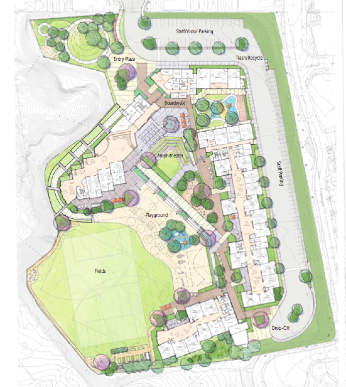 The layout of the new Del Mar Heights School campus.