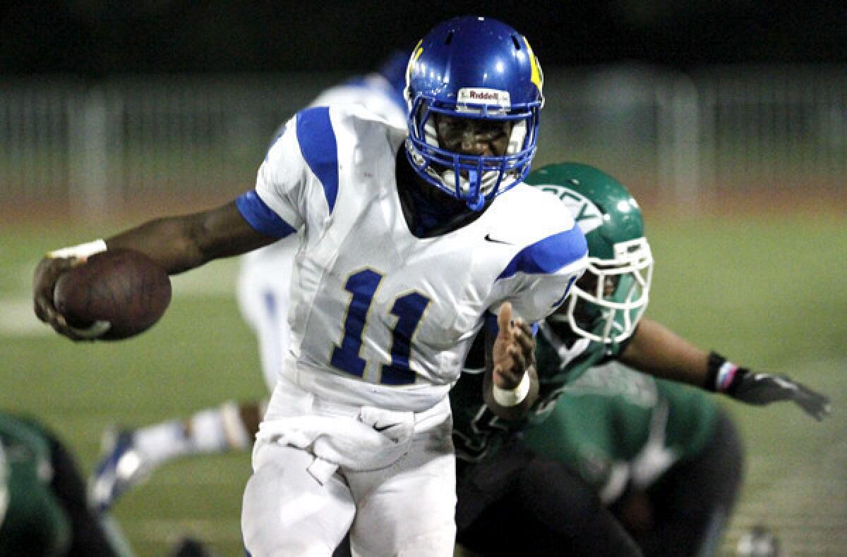 Quarterback Ajene Harris and Crenshaw will play rival Dorsey on Friday night in their annual Coliseum League battle.