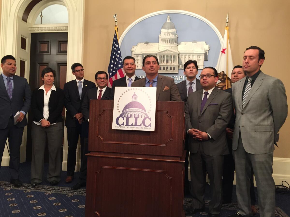 Latino Caucus members unveiled a list of nine priority bills at a news conference Wednesday.