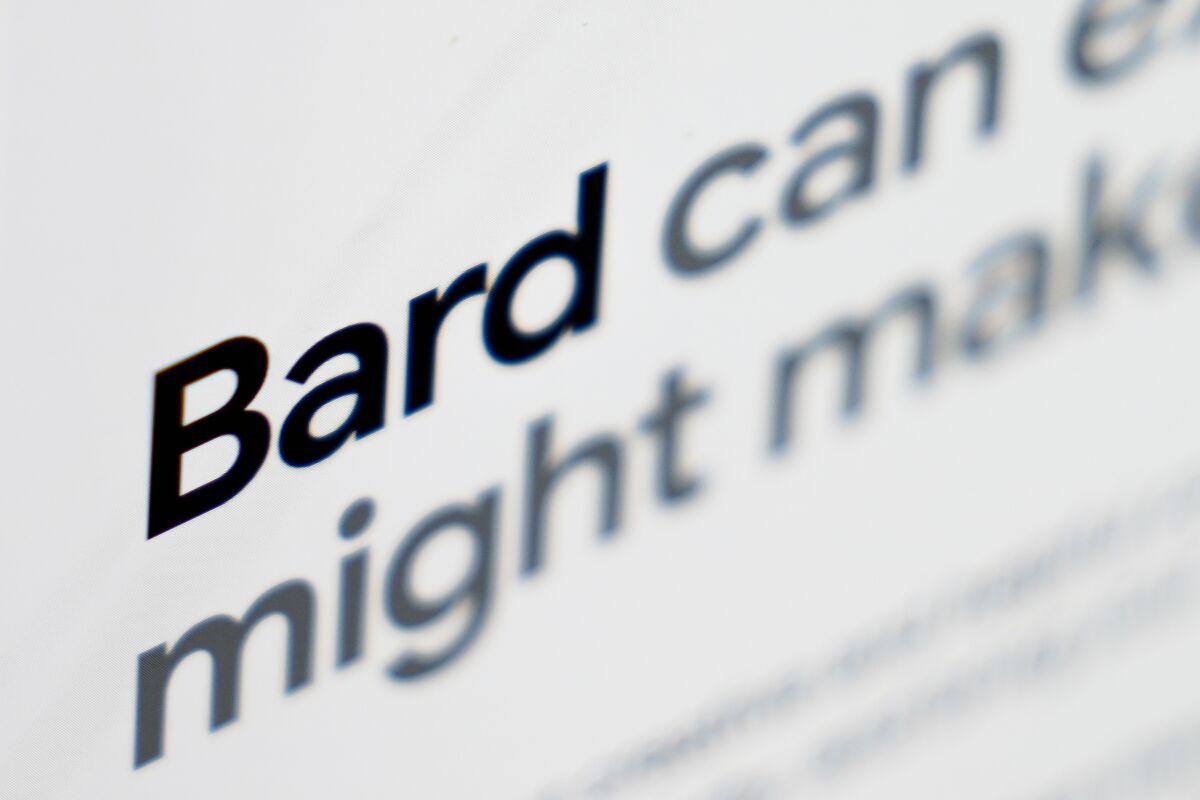 The word "Bard" stands out among black text on a web page