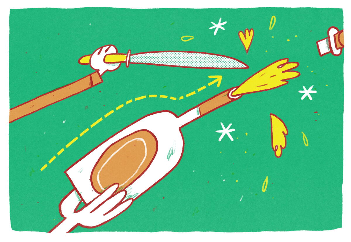 Sabering How to open a bottle of Champagne with a sword, saber or knife - Los ...