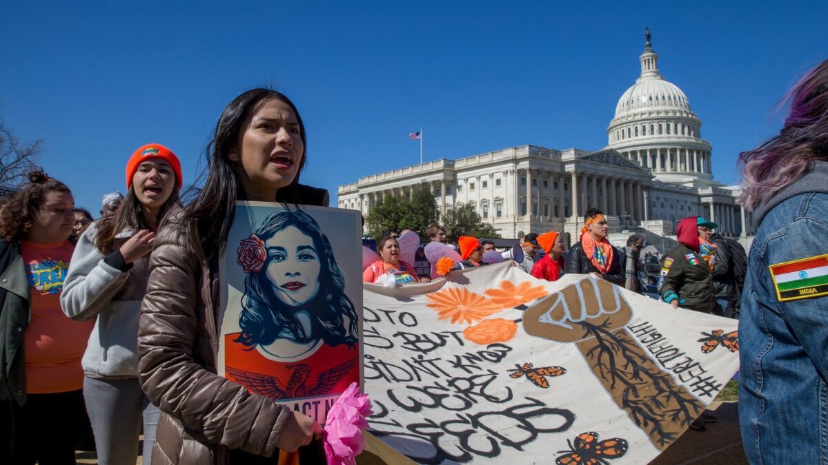 Supporters of the Deferred Action for Childhood Arrivals program march near the Capitol in Washington last year.