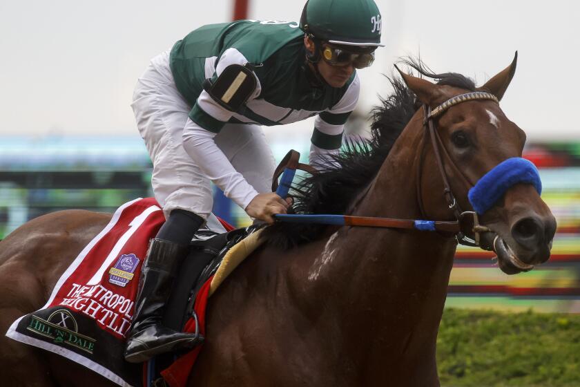 Flightline (1), with jockey Flavien Prat up, wins The Hill 'N' Dale Metropolitan horse race before the 154th running.