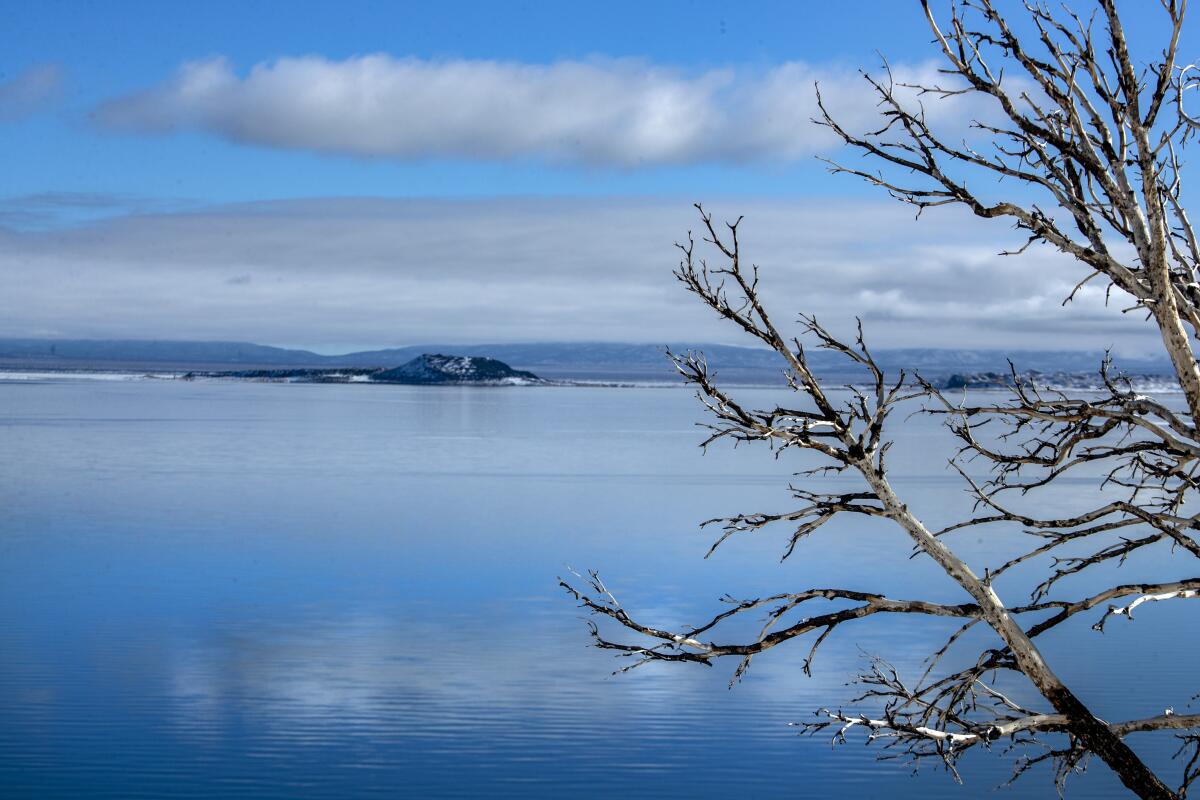 Morning clouds drift over Mono Lake on Feb. 4.