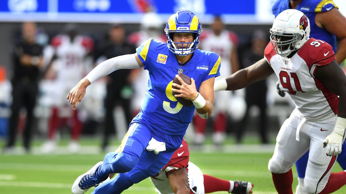 Rams' Matthew Stafford in concussion protocol, uncertain vs. Cardinals -  Los Angeles Times