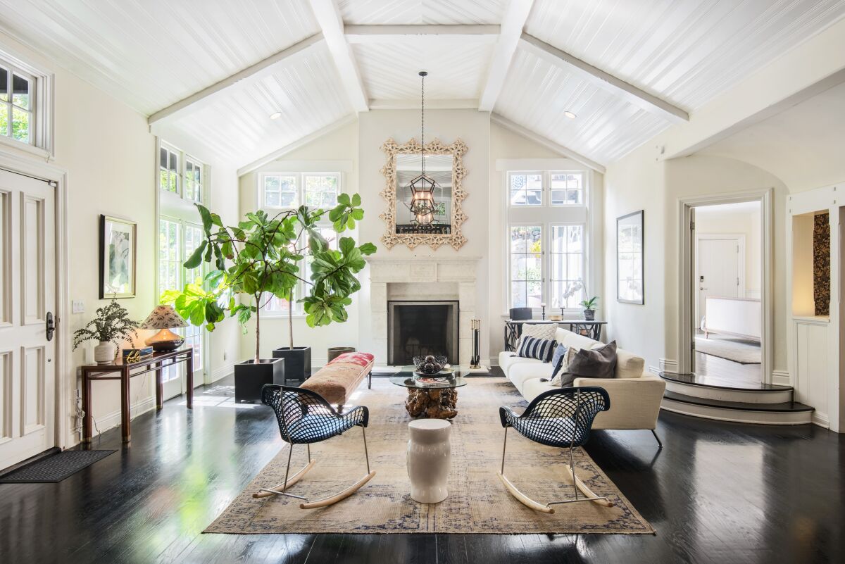 A living room in the Hollywood Hills home built for silent film actress Claire Windsor.